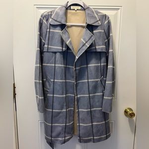 Womens blue and white plaid blazer